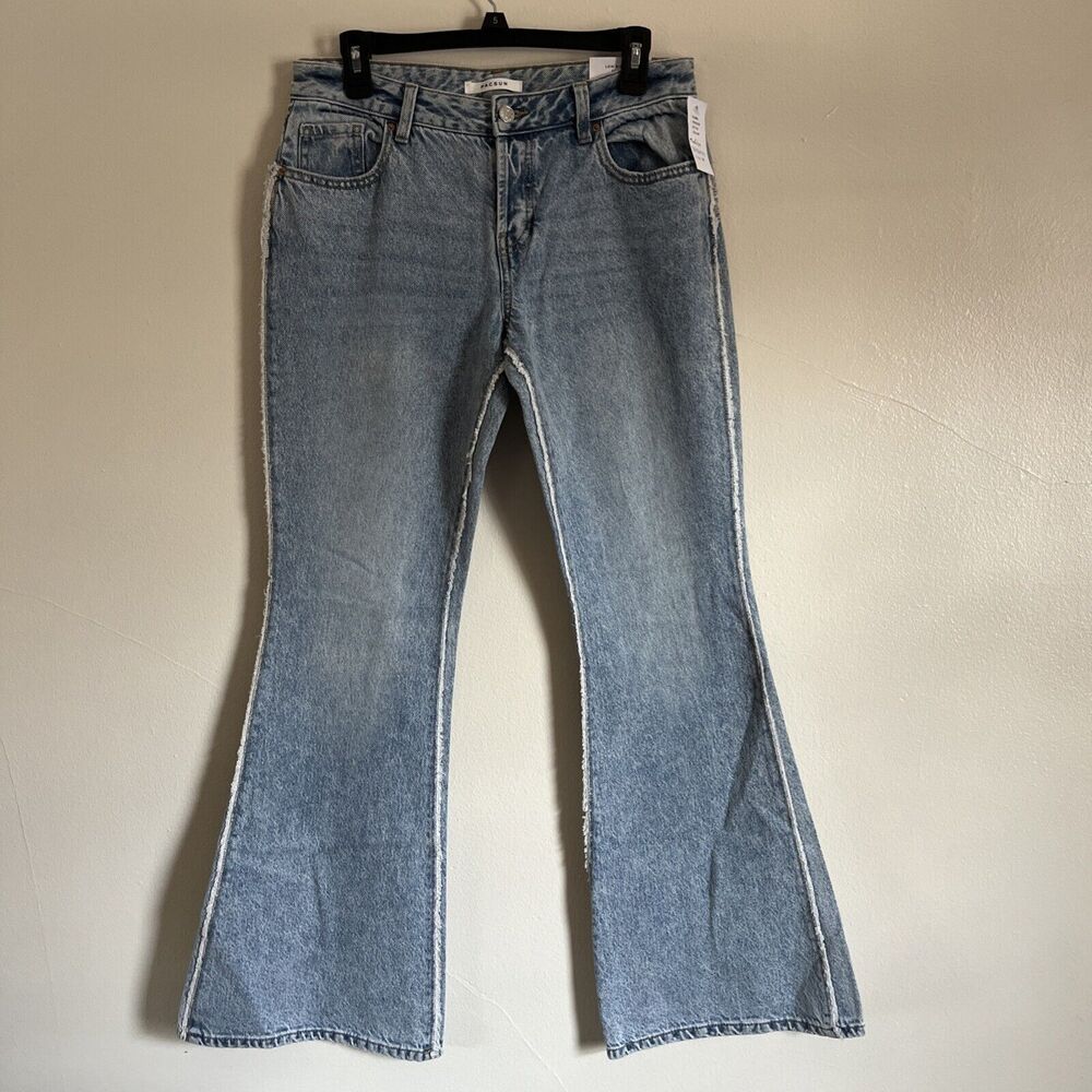 PACSUN Low Rise Frayed Seam Washed Flare Jeans- Size 28”